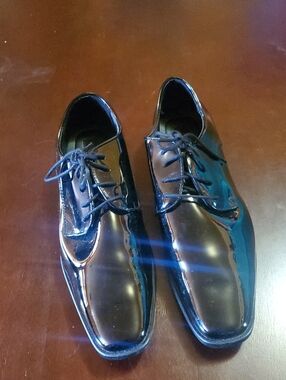 Joseph Abboud Black Patent Leather Lace-Up Oxfords